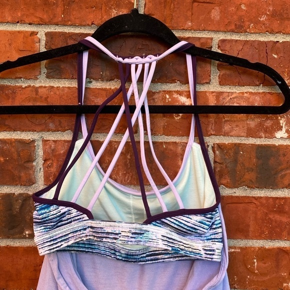 Lululemon Womens 4 Purple Strappy Draped Open Back Wild Tank Sports Bra - Picture 7 of 11